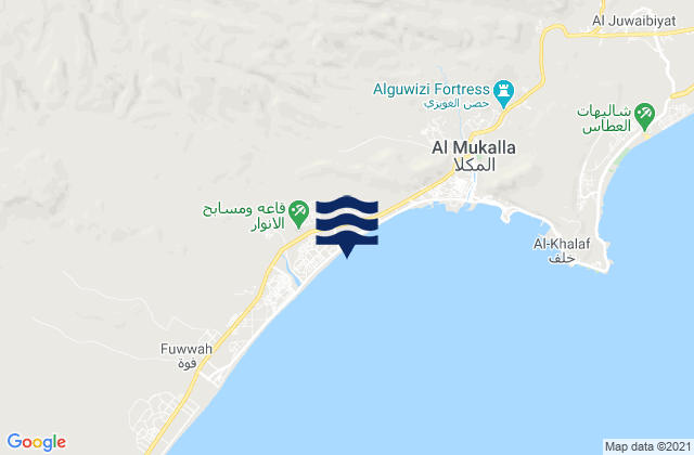 Karte der Gezeiten Al Mukalla, Yemen