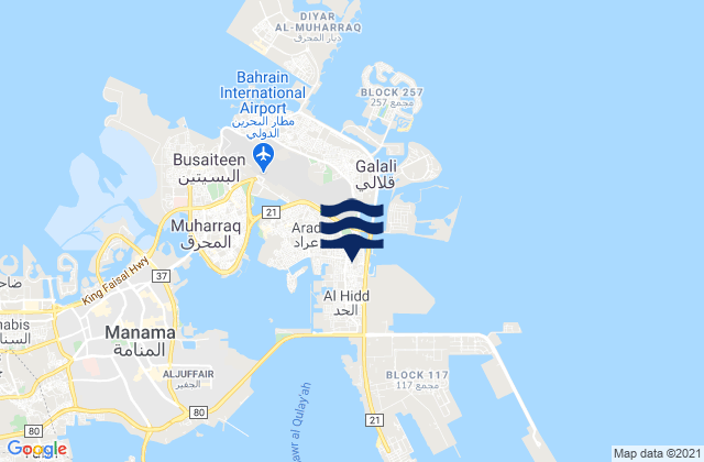 Karte der Gezeiten Al Ḩadd, Bahrain