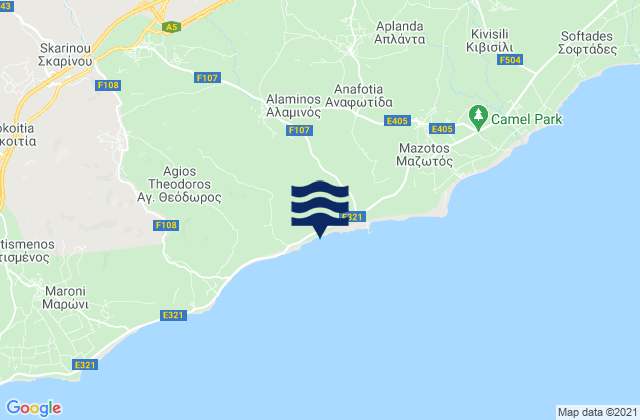 Karte der Gezeiten Alaminós, Cyprus