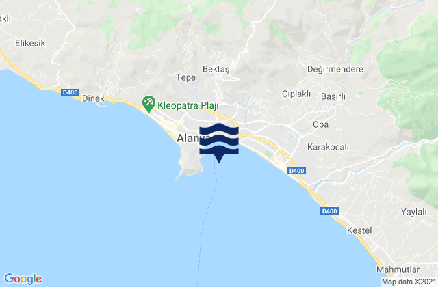 Karte der Gezeiten Alanya, Turkey