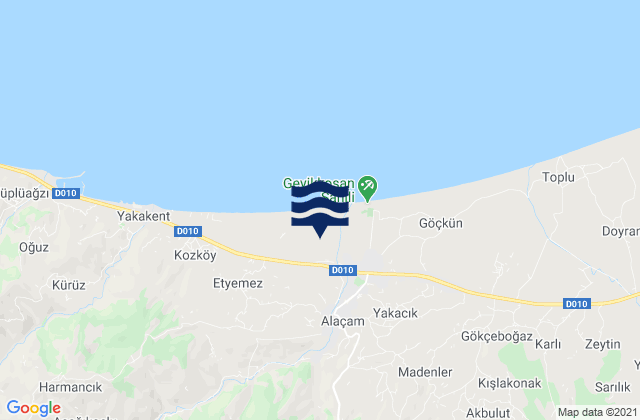 Karte der Gezeiten Alaçam, Turkey