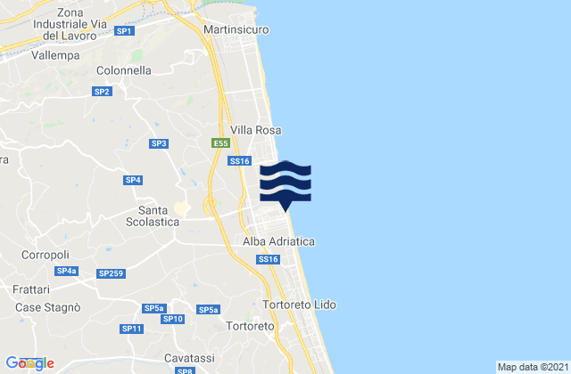Karte der Gezeiten Alba Adriatica, Italy