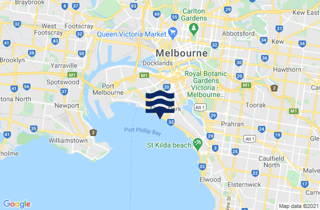 Karte der Gezeiten Albert Park, Australia