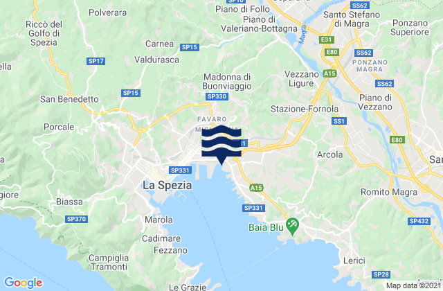 Karte der Gezeiten Albiano Magra, Italy