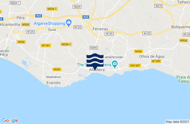 Karte der Gezeiten Albufeira, Portugal