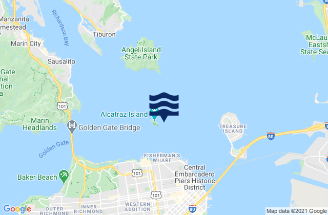 Karte der Gezeiten Alcatraz (North Point), United States