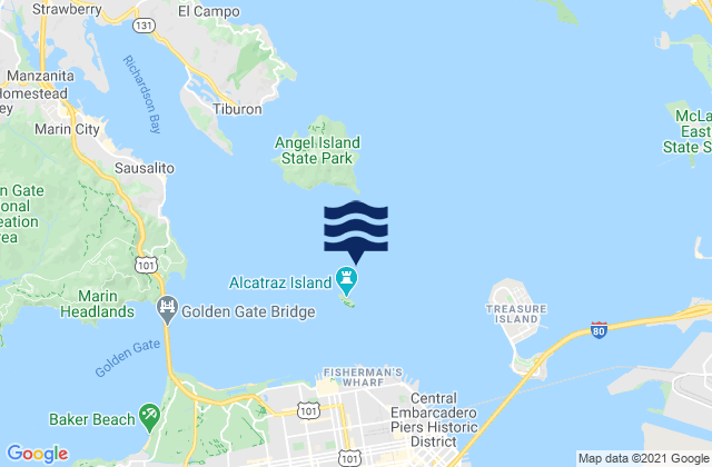 Karte der Gezeiten Alcatraz Island 0.5 mile north of, United States