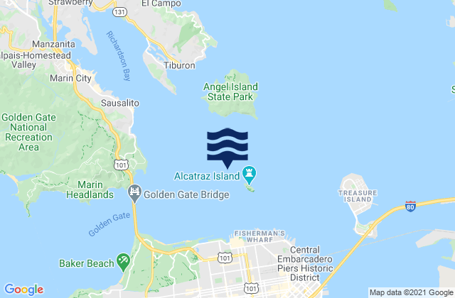 Karte der Gezeiten Alcatraz Island W, United States