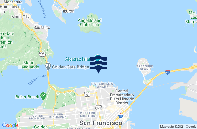 Karte der Gezeiten Alcatraz Island south of, United States