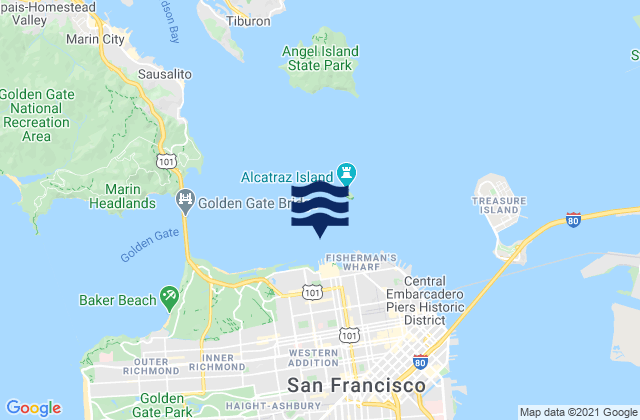 Karte der Gezeiten Alcatraz Island southwest of, United States
