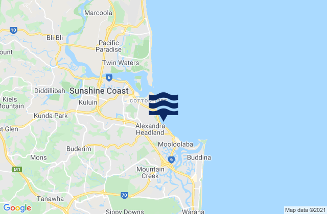 Karte der Gezeiten Alexandra Headland Beach, Australia