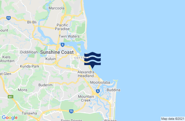 Karte der Gezeiten Alexandra Headland, Australia