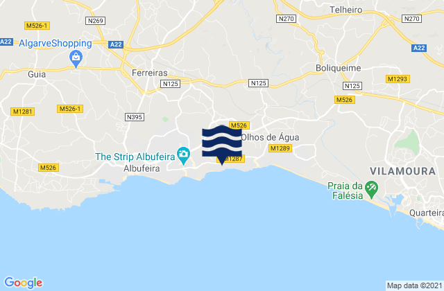 Karte der Gezeiten Alfagar, Portugal