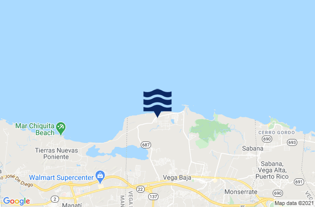 Karte der Gezeiten Algarrobo Barrio, Puerto Rico