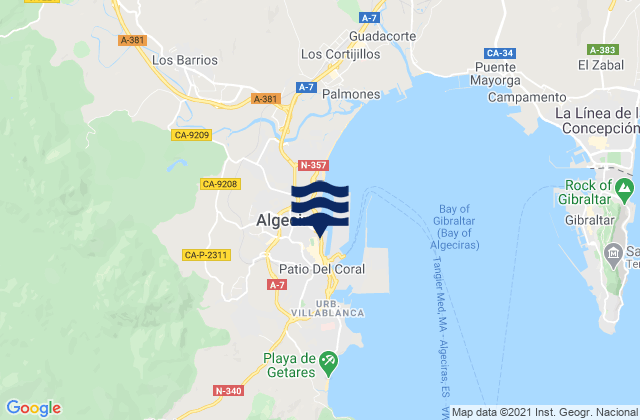 Karte der Gezeiten Algeciras, Spain