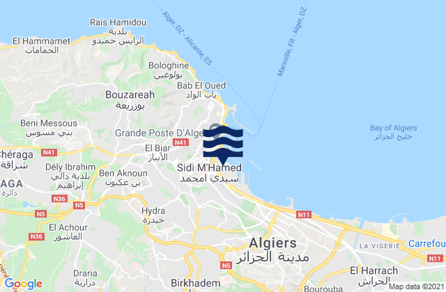 Karte der Gezeiten Alger, Algeria
