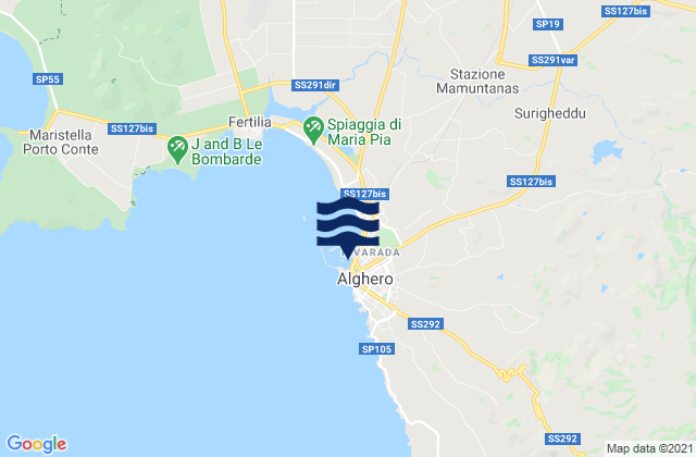 Karte der Gezeiten Alghero, Italy