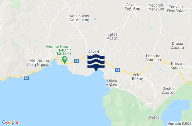 Karte der Gezeiten Alivéri, Greece