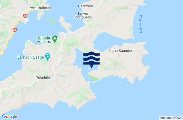 Karte der Gezeiten Allans Beach, New Zealand