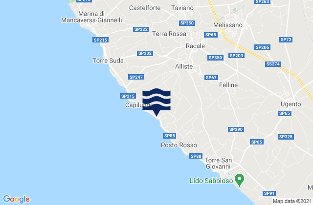 Karte der Gezeiten Alliste, Italy