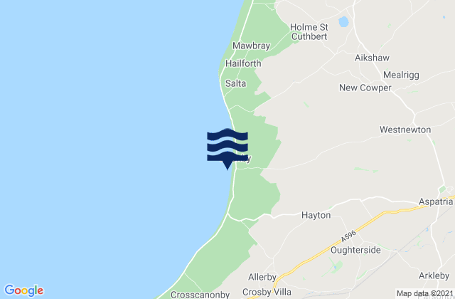 Karte der Gezeiten Allonby Beach, United Kingdom