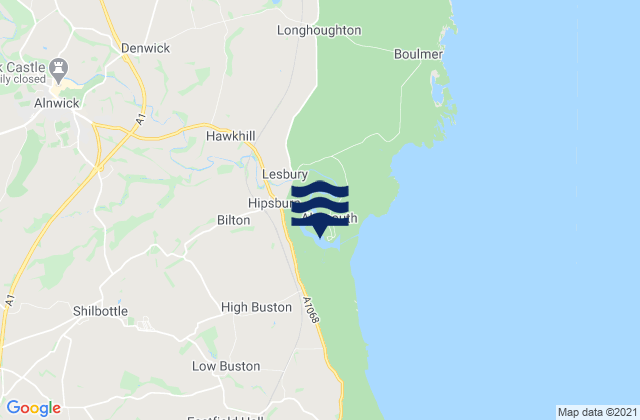 Karte der Gezeiten Aln Estuary, United Kingdom