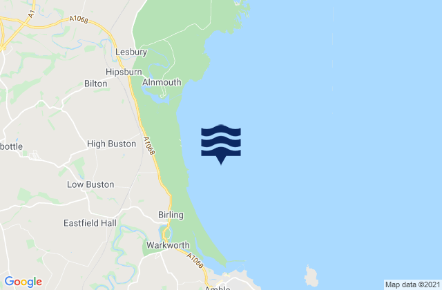 Karte der Gezeiten Alnmouth Bay, United Kingdom