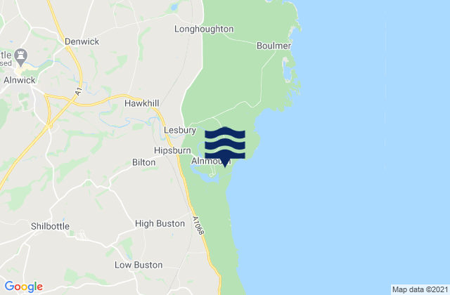 Karte der Gezeiten Alnmouth Beach, United Kingdom