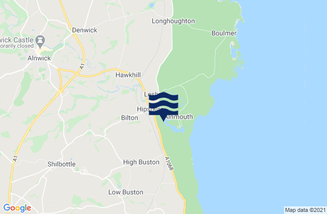 Karte der Gezeiten Alnwick, United Kingdom