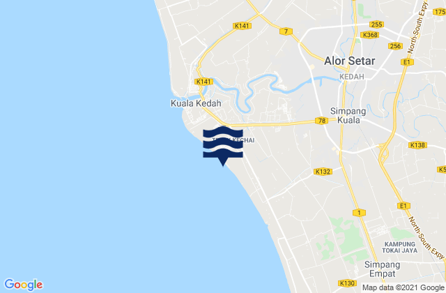 Karte der Gezeiten Alor Setar, Malaysia