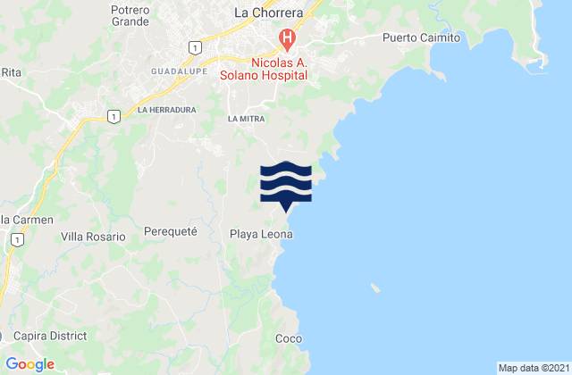 Karte der Gezeiten Alto del Espino, Panama