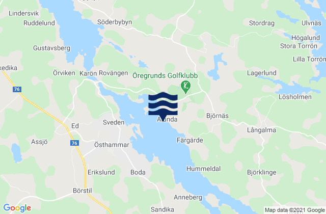 Karte der Gezeiten Alunda, Sweden