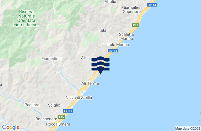 Karte der Gezeiten Alì, Italy