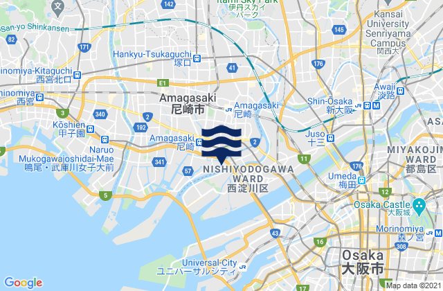 Karte der Gezeiten Amagasaki Shi, Japan