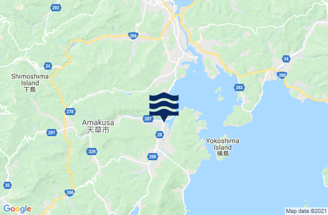 Karte der Gezeiten Amakusa Shi, Japan