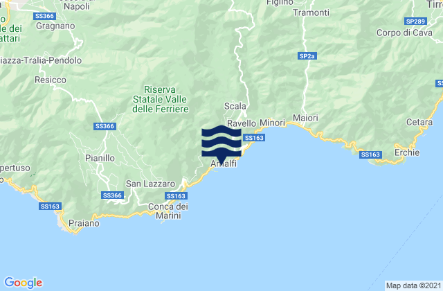 Karte der Gezeiten Amalfi, Italy