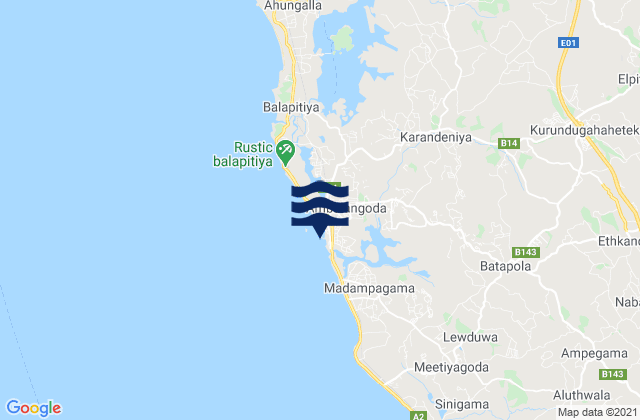 Karte der Gezeiten Ambalangoda, Sri Lanka