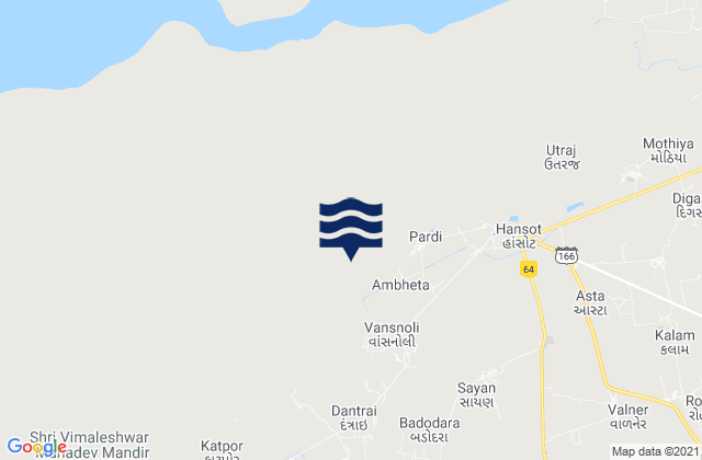 Karte der Gezeiten Ambheta, India