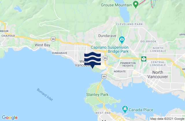 Karte der Gezeiten Ambleside Beach, Canada