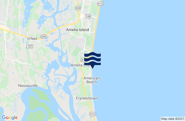 Karte der Gezeiten Amelia City (South Amelia River), United States