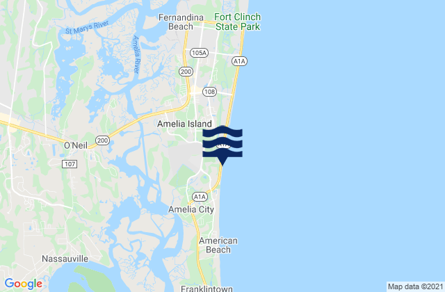 Karte der Gezeiten Amelia Island, United States