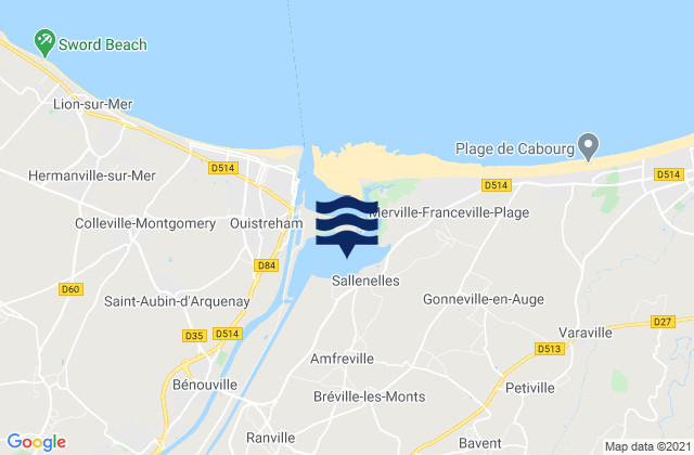 Karte der Gezeiten Amfreville, France
