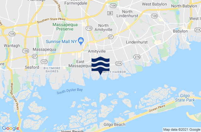 Karte der Gezeiten Amityville, United States