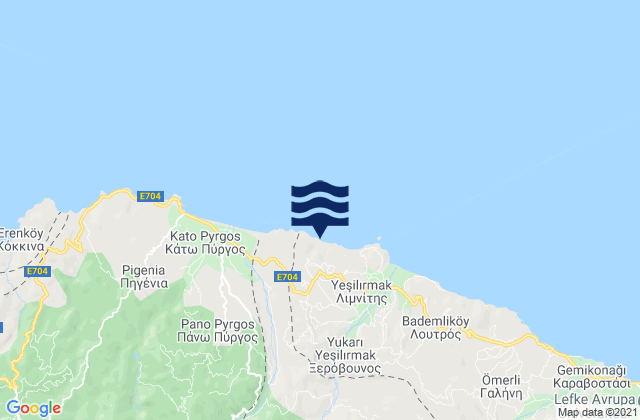 Karte der Gezeiten Ammadiés, Cyprus