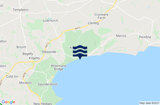 Karte der Gezeiten Amroth Beach, United Kingdom