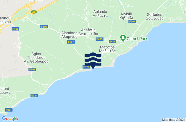 Karte der Gezeiten Anafotída, Cyprus