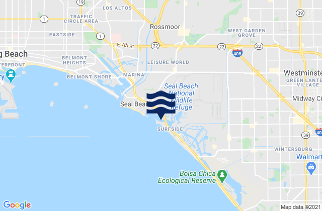 Karte der Gezeiten Anaheim Bay, United States
