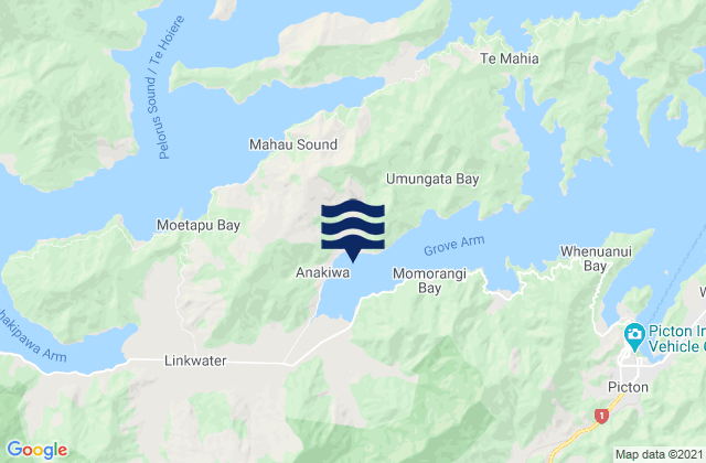 Karte der Gezeiten Anakiwa Bay, New Zealand
