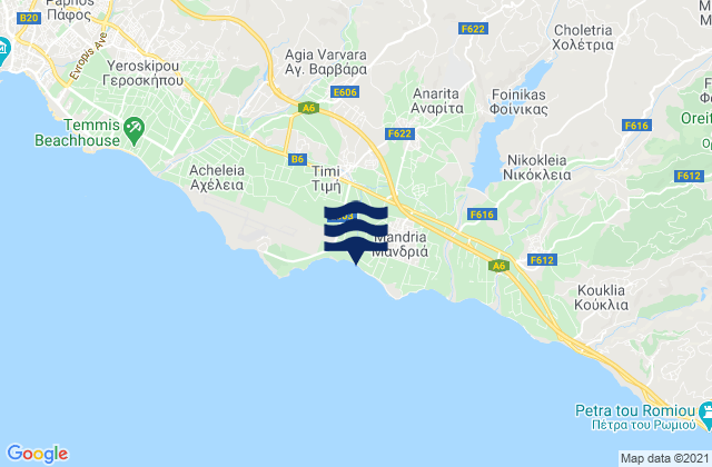 Karte der Gezeiten Anaríta, Cyprus