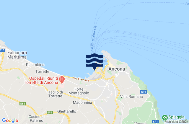 Karte der Gezeiten Ancona, Italy